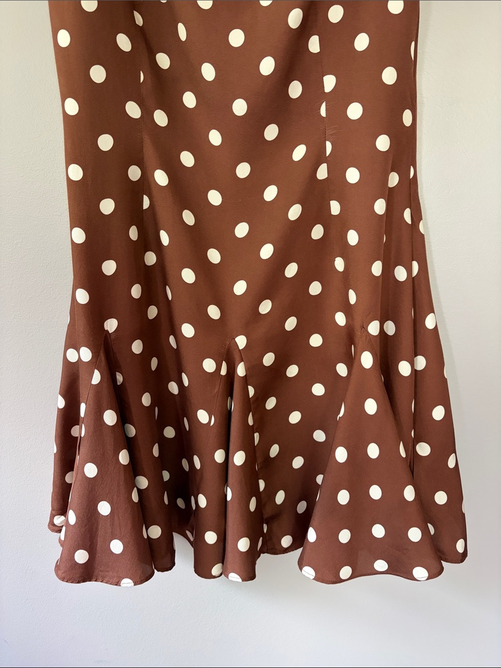 Doen Melina Dress Georgine Dot Small Brown Ivory Polka Dot Silk Retro Cottage - Picture 5 of 14